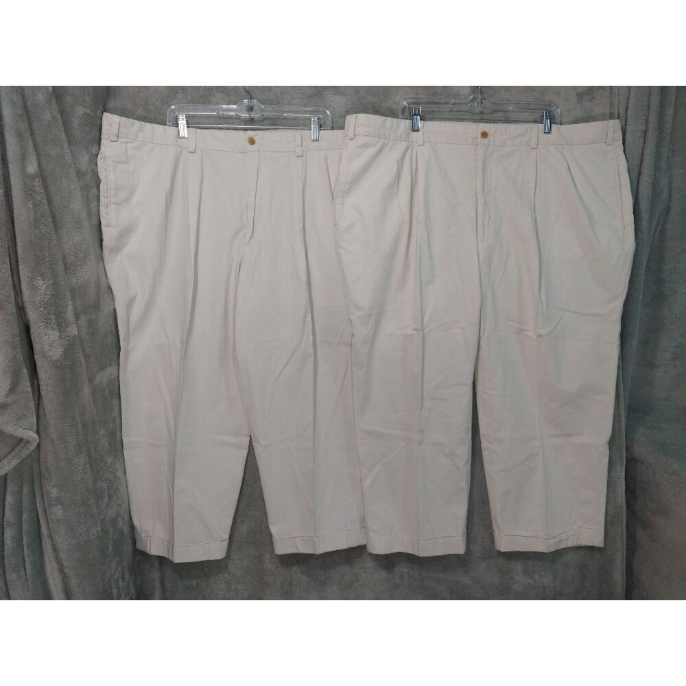 Bills Khakis Pants Mens 46 x 24 Beige Chino M2P Pleated Twill Cotton Lot of 2